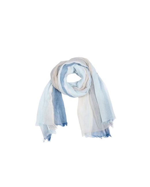 Saachi Blue Striped Fringed Beach Multi Scarf