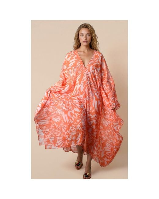 Coco Riko Ibiza Orange Neutrals Johanna Maxi Kaftan Tangerine