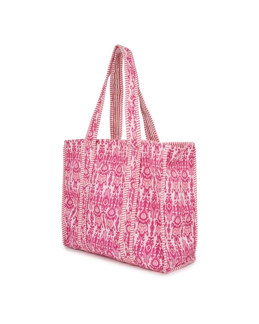 At Last Cotton Tote Bag In Hot Pink Fountain