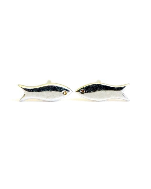 Lime Tree Design Metallic Mini Fish Stud Earrings