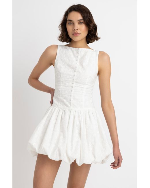 Amy Lynn White Grazia Cotton Mini Puffball Dress