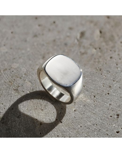 Posh Totty Designs Metallic Sterling Silver Mens Rounded Square Signet Ring for men