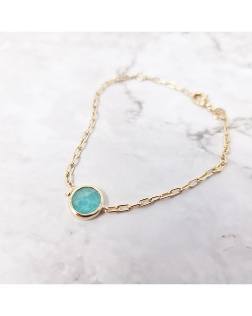 Harfi Blue Vermeil Plated Round Amazonite Bracelet