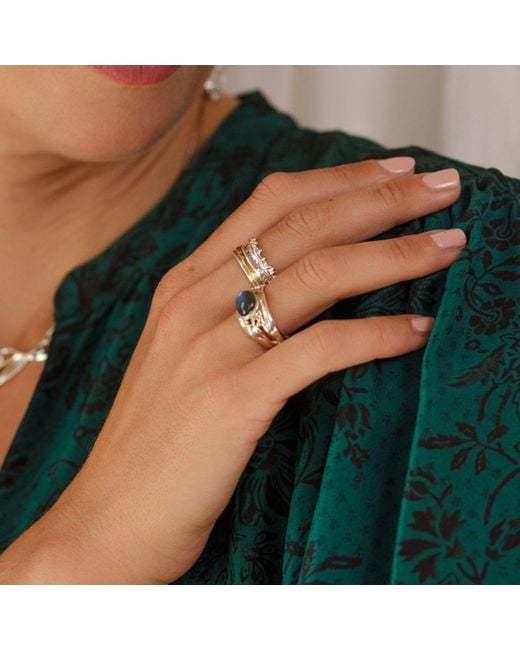 Isla Silver Metallic Crown Mixed Metal Spinning Ring