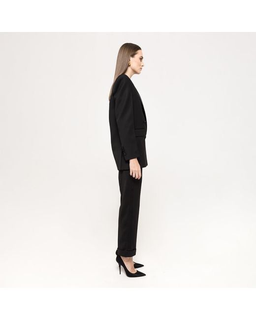 Nissa Black Tailored Wool Pants
