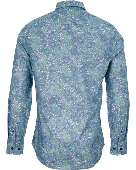 Lords of Harlech Blue Morris Pow Paisley Shirt for men