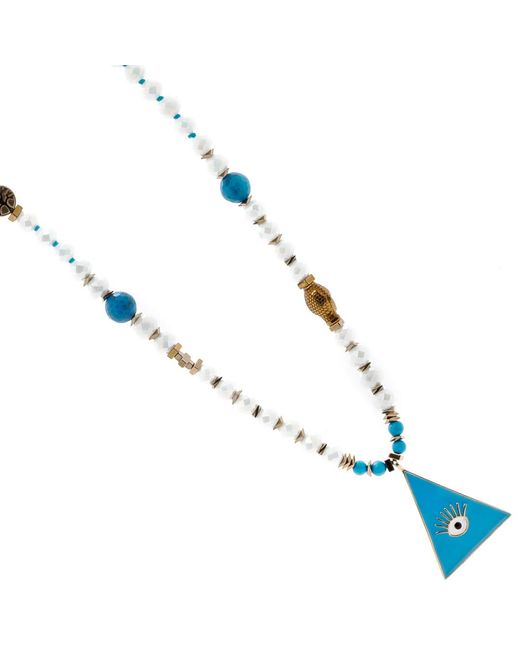 Ebru Jewelry Blue Evil Eye Pendant Beaded Mystic Symbol Necklace