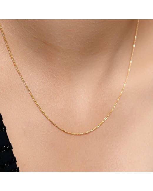 Spero London Metallic 9Ct Solid Italian Fine Figaro Chain Necklace