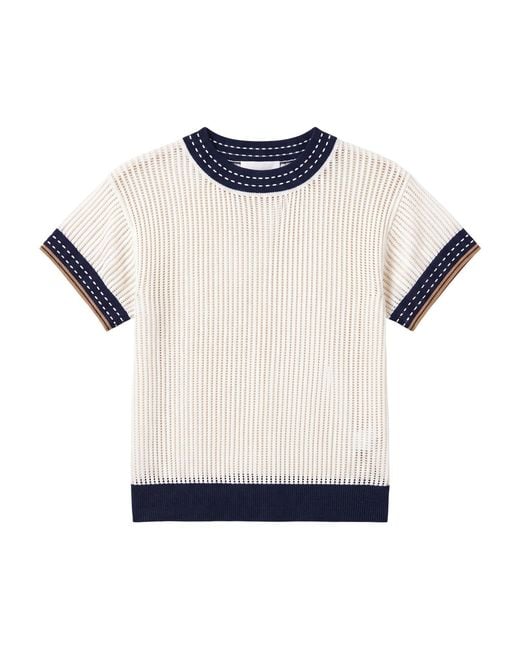 Brodie Cashmere Blue Denim Effect Trim Tee