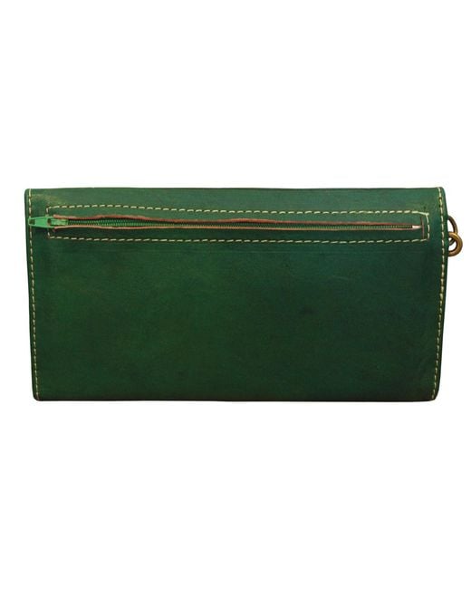 Berber Leather Green Leather Tri-Fold Purse