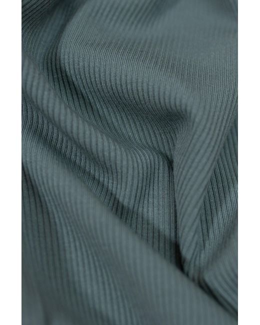 Vænn Blue Pull On Wide Leg Rib Pant Agave