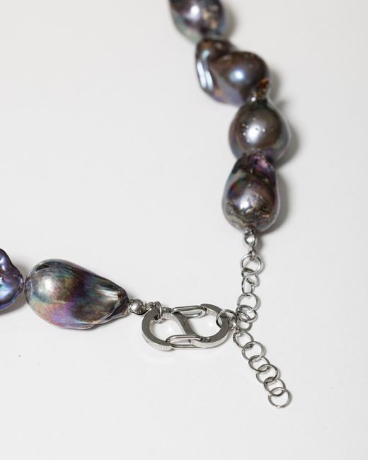 Kybele Studio Metallic Capri Necklace With Dark Baroque Pearls