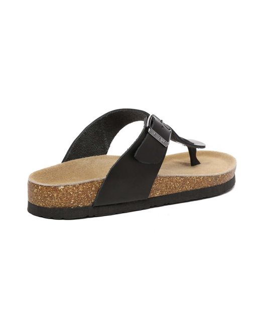 EverAu Australia Black Flamingo Leather Toe Thong Sandals