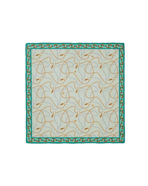 Le Parmentier Green Heritage Chain And Pearls Silk Square Scarf