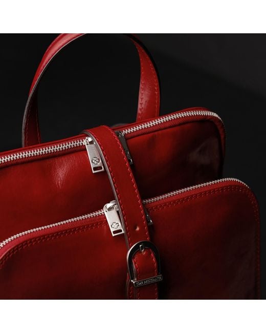 Time Resistance Red Convertible Leather Backpack Shoulder Bag