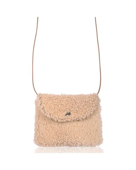 Owen Barry Brown Sheepskin Crossbody Bag Cream