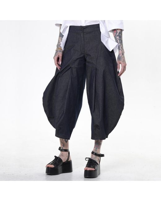 Metamorph Blue Voluminous Leg Denim Trousers