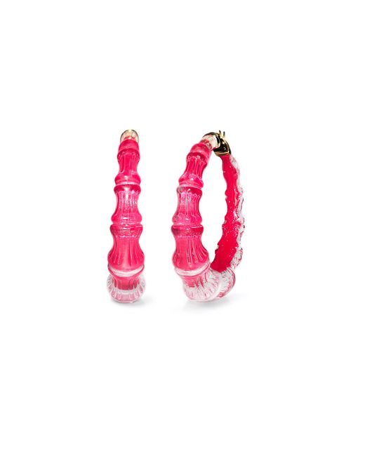 Gold & Honey Pink Bamboo Illusion Hoop Earrings