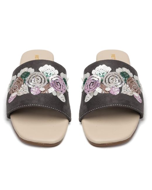 Rettrose Gray Sutton Luxury Plush Diamanté Embellished Handmade Sliders