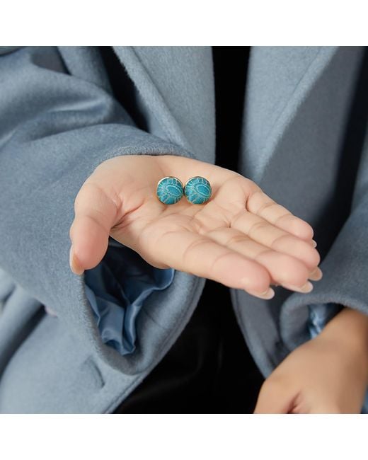 Soft Strokes Silk Blue Pure Silk Brocade Earrings