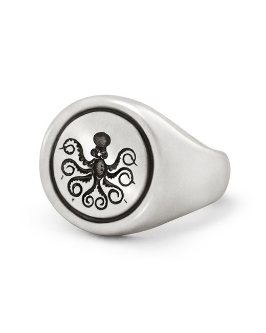 Snake Bones Metallic Octopus Signet Ring for men