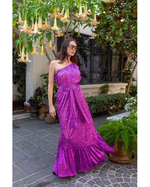Jennafer Grace Purple Tatjana One Shoulder Maxi Dress