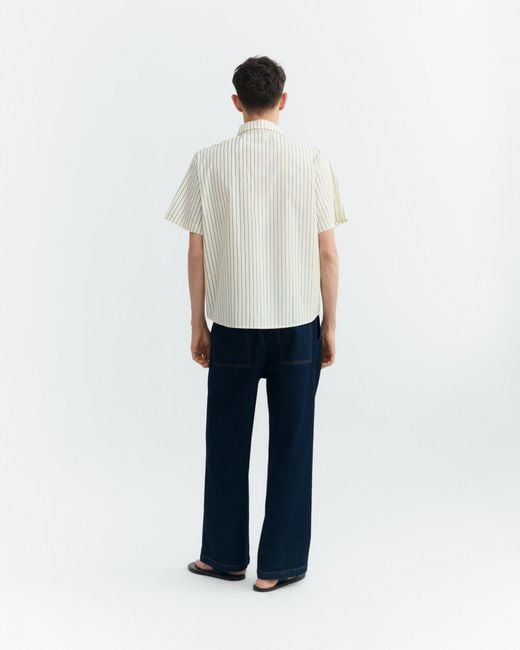 Thinking Mu White Paddy Striped Poplin Shirt for men
