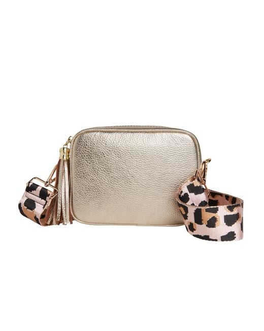 Betsy & Floss Natural Verona Crossbody Tassel Bag With Light Leopard Strap