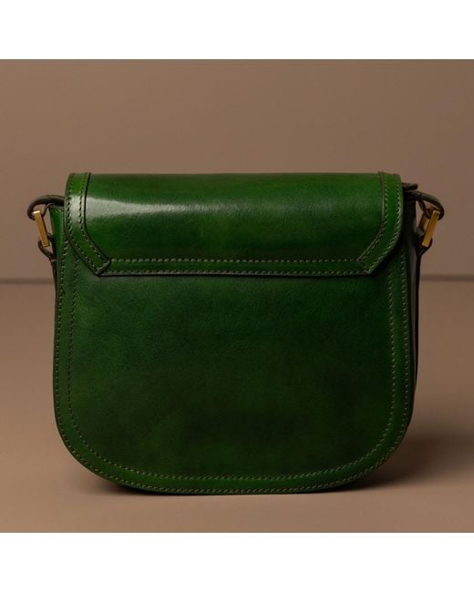 Time Resistance Green Leather Saddle Bag