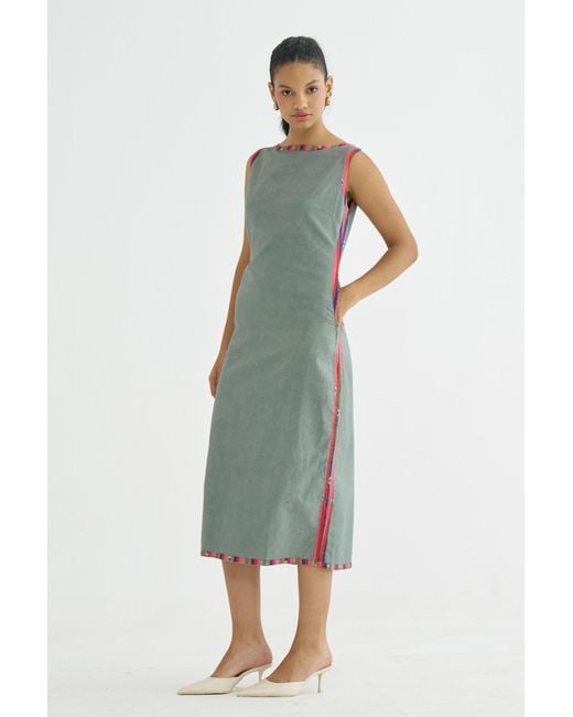 Maison Qala Gray Secret Margin Dress