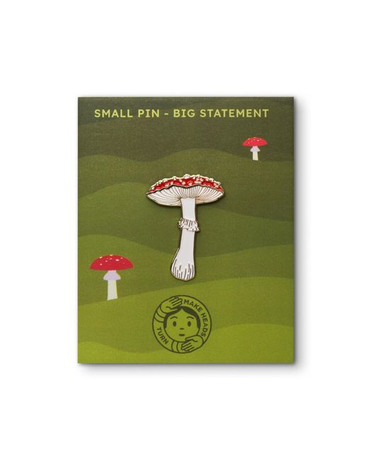 Make Heads Turn Metallic Enamel Pin Fly Agaric