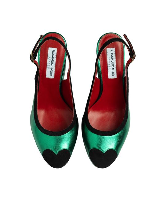 Rosamund Muir London Green Lavinia Metallic & Suede Wedges