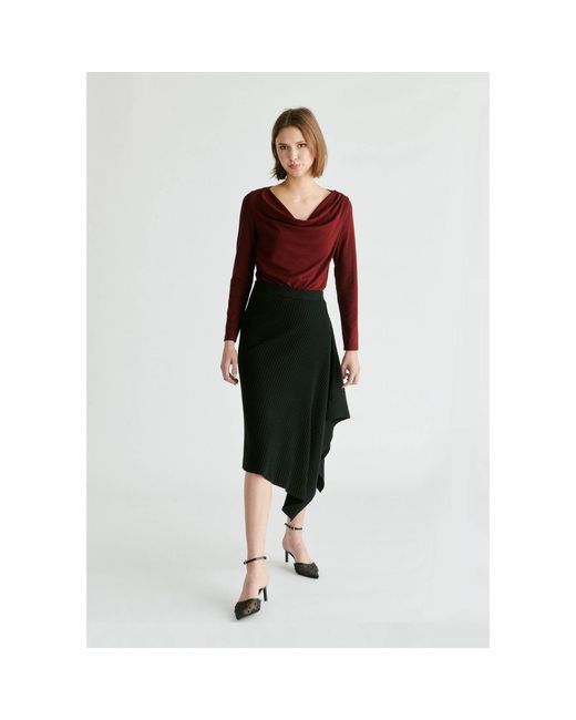 Paisie Black Draped Knitted Skirt