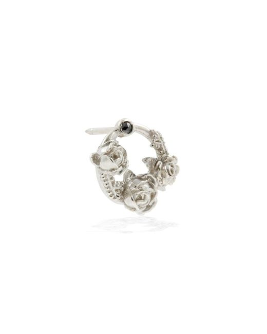 Lee Renee Metallic Black Diamond Rose Halo Lapel Pin Silver for men