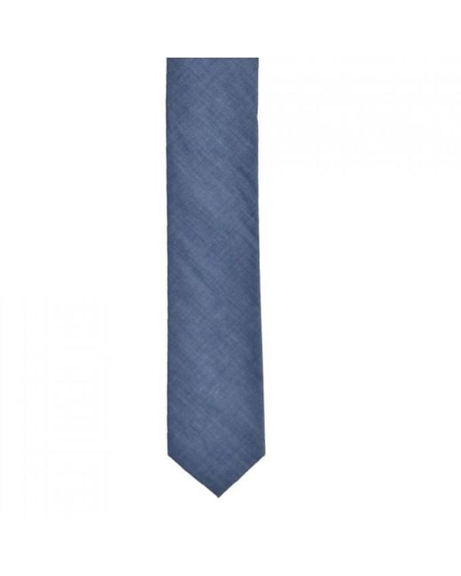 DAVID WEJ Blue Plain Cotton Tie – Chambray for men