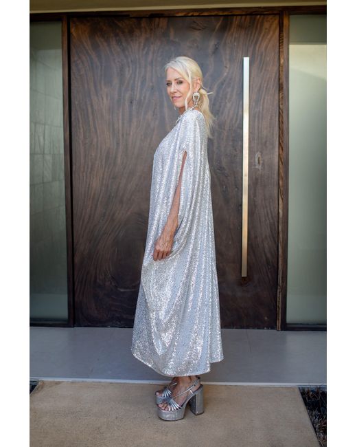 Jennafer Grace Green Platinum Sequin Kaftan Caftan Dress