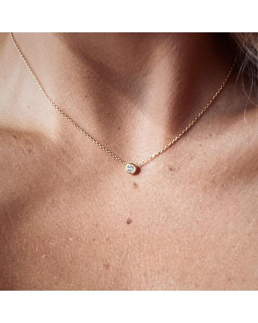 SALLY SKOUFIS Metallic Minx Solitaire Necklace With Made Cz Diamond Stimulant