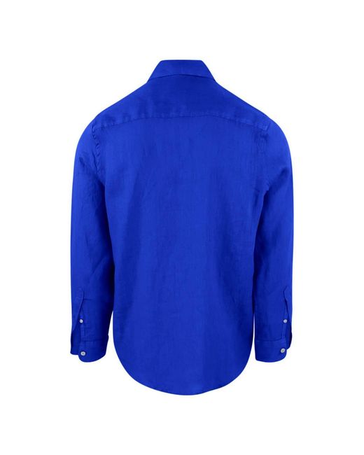 Haris Cotton Blue Linen Basic Long-Sleeved Shirt for men