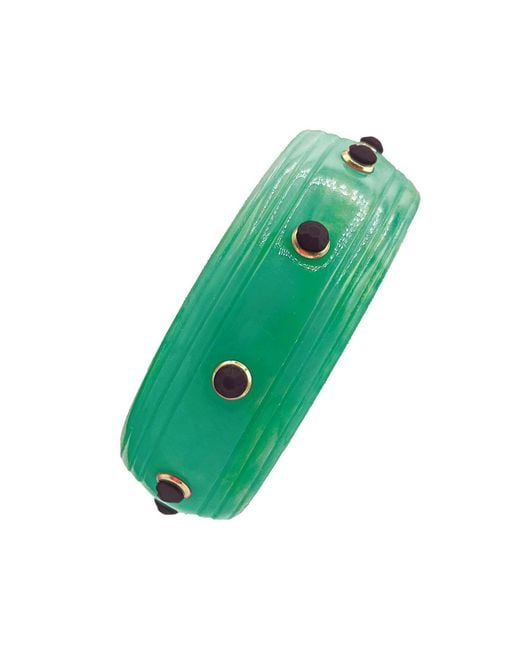 Michael Nash Jewelry Green Rosa Jade And Onyx Resin Bangle