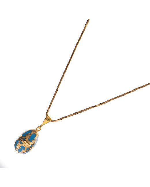 Ebru Jewelry Metallic Lucky Clover Enamel Egg Necklace