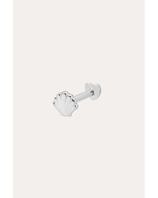 Vanhi White 14K Solid Shell Flat Back Stud
