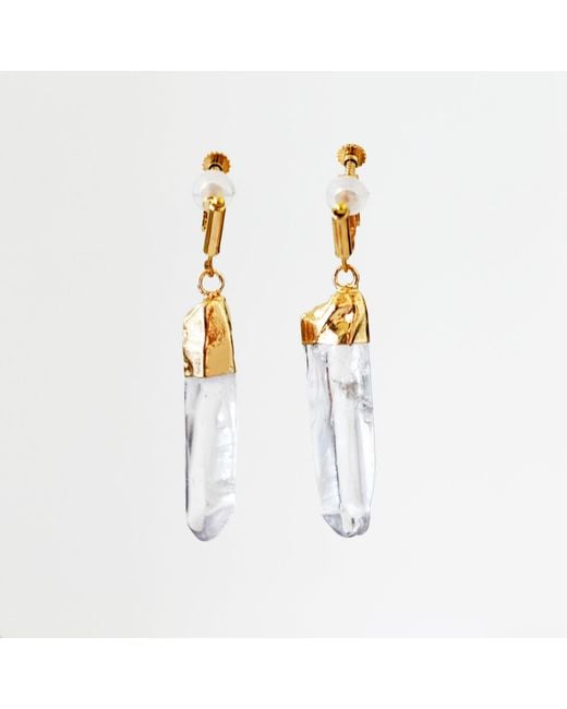 Laura Daili Metallic Neutrals Smoky Crystal Drop Clip On Earrings