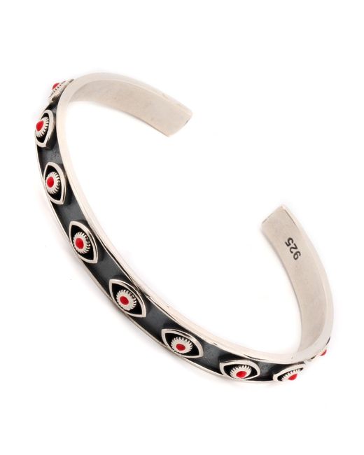 Ebru Jewelry Metallic Coral Evil Eye Sterling Cuff Bracelet for men