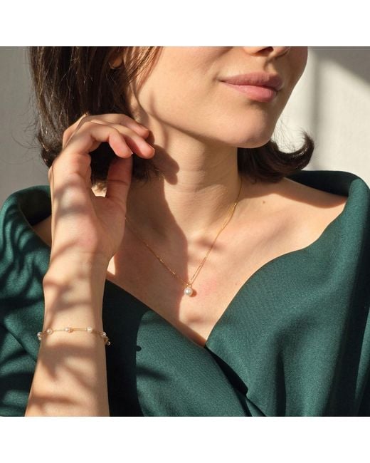 Harfi White Minimalist Dainty Natural Pearl Plated Necklace