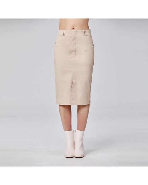Smart and Joy Natural Neutrals Pencil Cotton Skirt