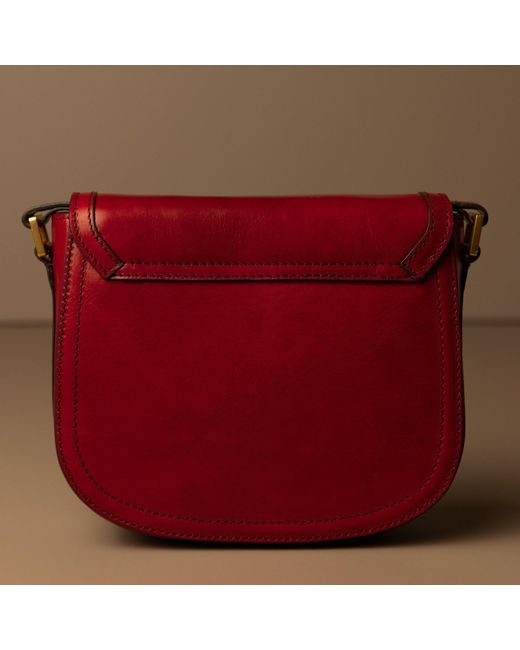 Time Resistance Red Leather Saddle Bag