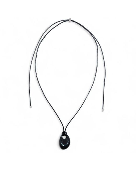 Miss Cecilia Metallic Oval Pebble Cord Necklace