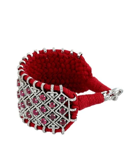 Artisan Red Ruby & Diamond Statement Bracelet