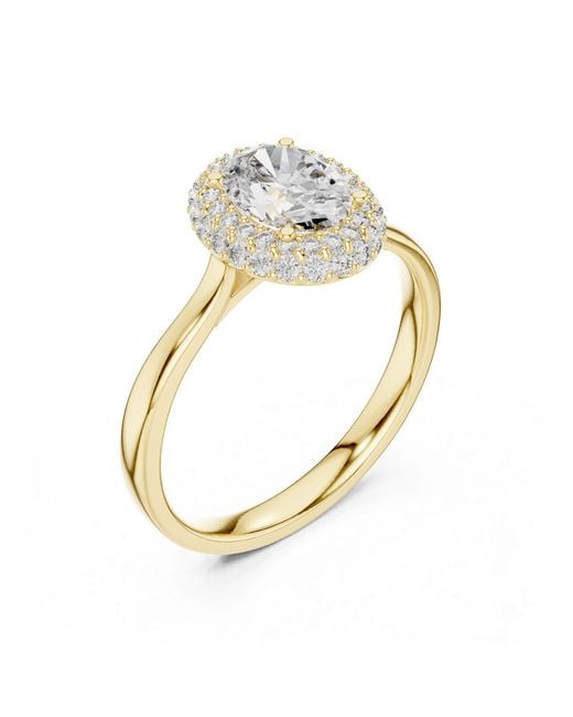 Aya Fine Jewelry Metallic Emerald Cut Lab Diamond Three Stone Engagement Ring With Trillion Side Diamonds