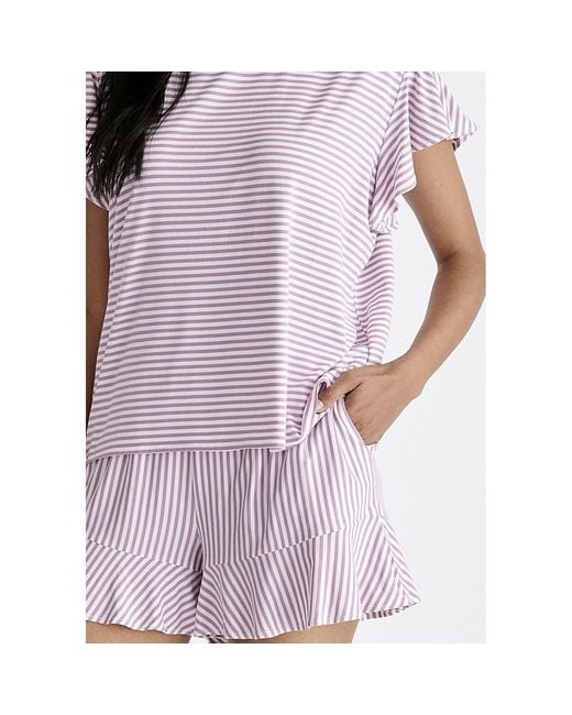 Paisie Purple Frill Pyjama T-Shirt And Shorts